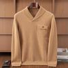 Herren Pullover mit dickem Kaschmir, Marineblauer Kragen, Lockerer Rundhalsausschnitt - Herbst/Winter Lässiger Business Strick Layer