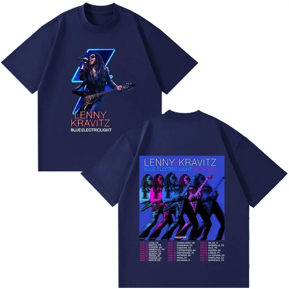Bestselling Lenny Kravitz Blue Electric Light Tour Poster TShirt Unisex 100 Cotton Loose New Summer Street Fashion Top Tshirt