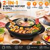 Non-Stick Coating 2-in-1 Hot Pot Black BBQ Grill Pan New Electric Hot Pot Grill Indoor