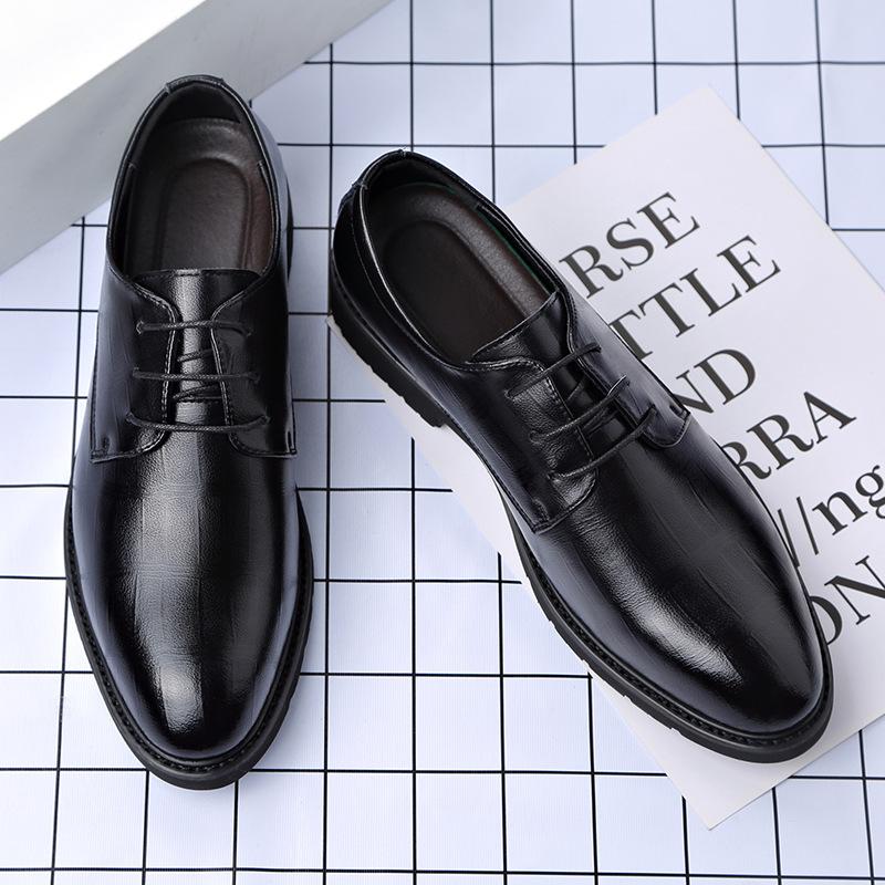 Spring new dress leather shoes soft leather business casual men's British style Korean version pointed work banquet wedding shoes