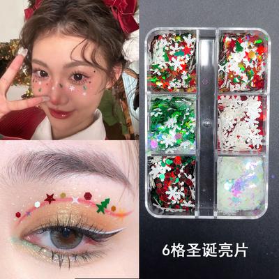 Christmas Makeup Patch Christmas Nail Art Glitter Sequins Makeup Face White Snowflake Stage Ornament Glitter