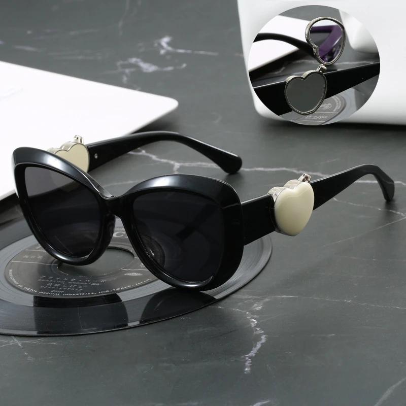 Fashion Oversized Cat Eye Sunglasses Women Men  Luxury Brand Designer Love Heart Frame Gradient Lens Sexy Sun Glasses for Ladies