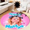 Custom Name Like Nastya Printed Round Rug Carpet Chair Rug Area Rug Entryway Doormats,for Office Chair Living Room Bedroom Kitchen Room.