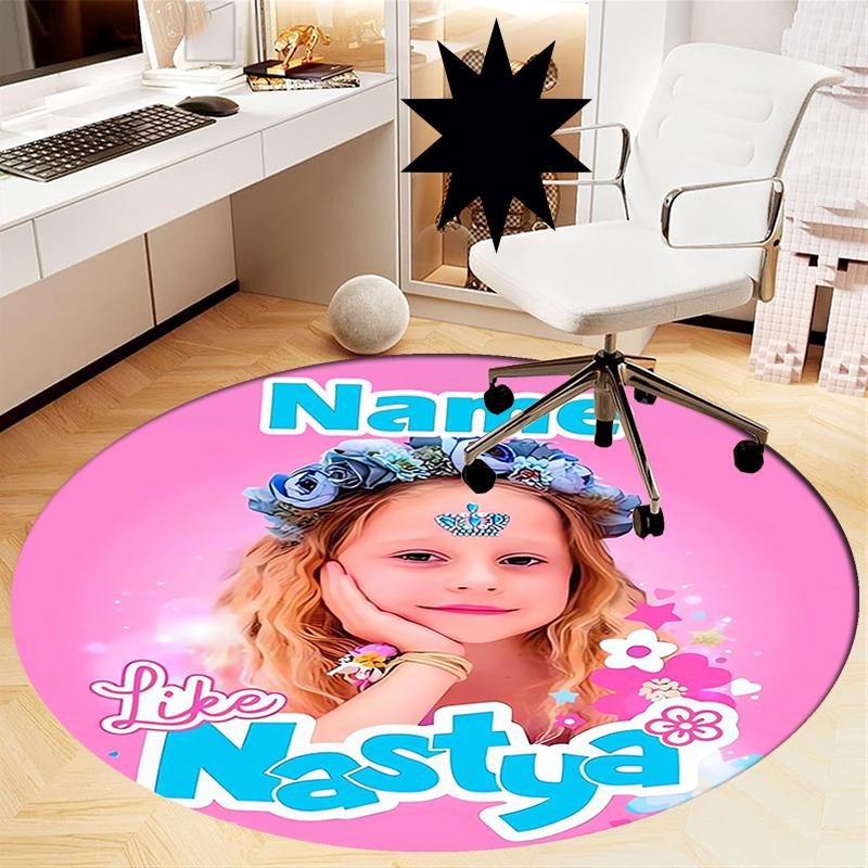 Custom Name Like Nastya Printed Round Rug Carpet Chair Rug Area Rug Entryway Doormats,for Office Chair Living Room Bedroom Kitchen Room.