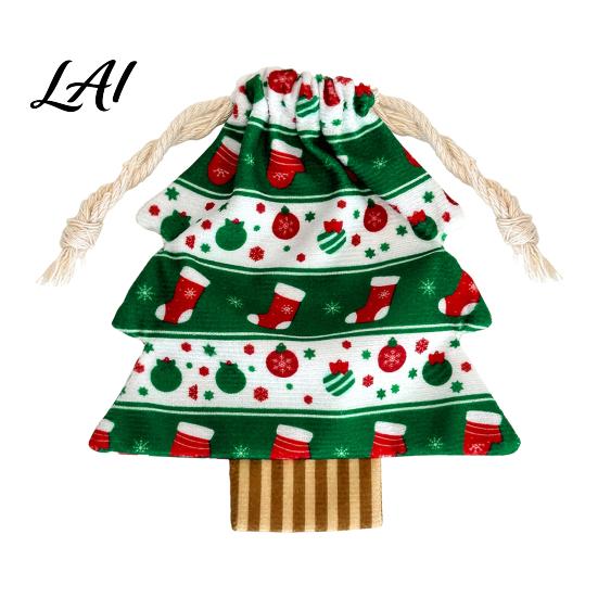 Festive Hanging Ornaments Christmas Tree Shaped Gift Bags with Drawstring Reusable Holiday Fabric Bags Winter Goodie Storage Pouches for Present