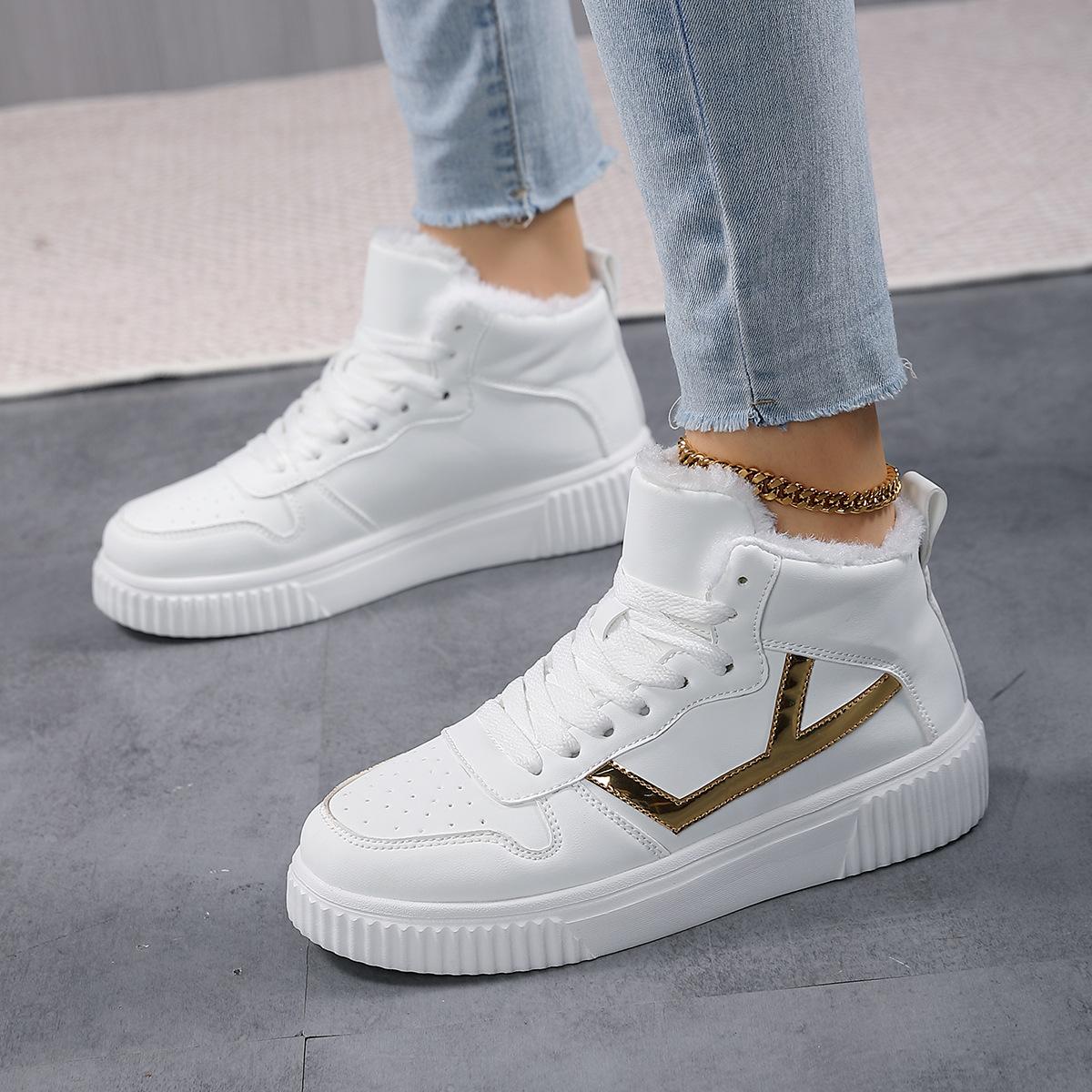 

Fleece new little white shoes women s versatile casual sports women s shoes board shoes thick-soled autumn waterproof shoes 36 белый