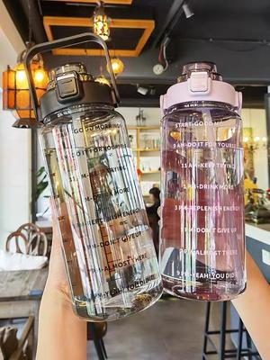 Large Capacity Water Cup for Women with Straw Time Scale 2000ml Sports Internet Celebrity Summer