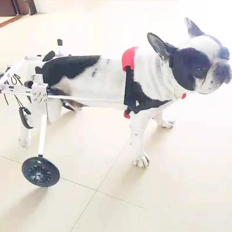 Adjustable Pet Wheelchair for Hind Limb Paralysis Aluminum Alloy Scooter with Soft Padded Harness Rehabilitation Aid for Cat/Dog