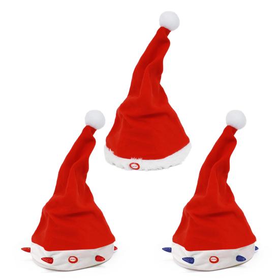 Electric Christmas Hat Plush Singing Dancing Santa Hat Funny Light Up Swing Velvet Hat