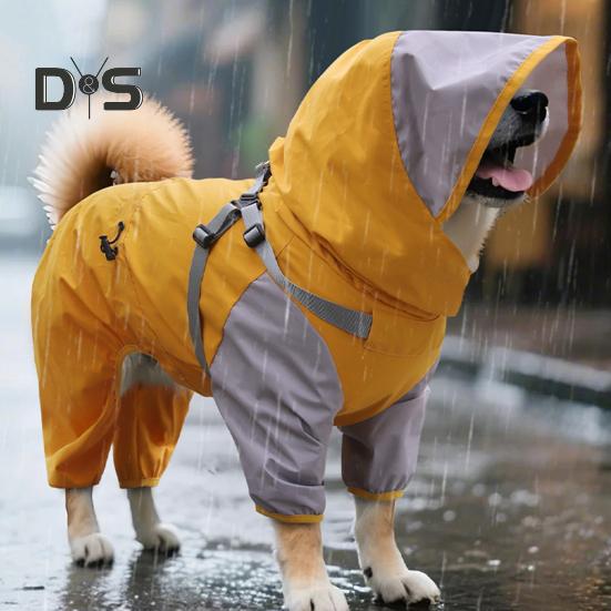 Pet Raincoat Hooded Dog Rain Jacket Double Layer Waterproof Poncho Outdoor Rainwear Clothing for Small Medium Dogs