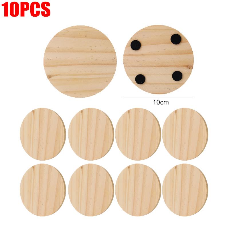5-20PCS Square Round Wood Coasters Bottle Wine Cup Coffee Drinks Coaster Mat DIY Craft Painting Wood Engraving Party Decoration