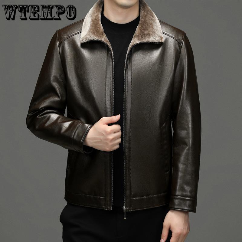 Genuine Leather Fur One Leather Jacket Men's Short Leather Jacket Men's Winter In The Young Padded and Thickened Jacket