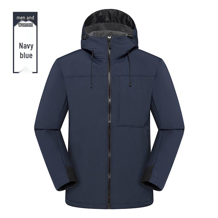 Unisex Fleece-Lined Windproof Waterproof Softshell Hooded Jacket for Outdoor Camp & Hike