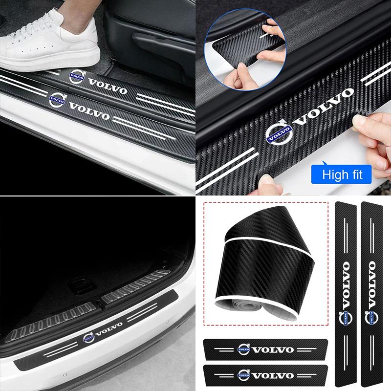 Carbon fiber protective stickers for car door sill side anti step bumpers For Volvo XC60 XC40 V60 V40 XC90 XC70 V50 S60 V70 S90