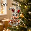Indoor Outdoor Holiday Hanging Ornament Easter Bunny Acrylic Pendant, Cute Rabbit with Basket, 2D Car Lightweight Figurine Rearview Mirror Ornament,