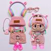 15cm 17cm Labubu Doll Outfit Set Pink Overalls With Ears Accessories 7pcs Fashion Clothing Collectible Dolls