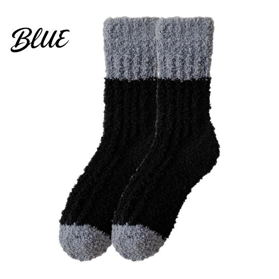 Non Shedding Velvet Socks Thickened Long Plush for Women Warm Coral Fleece Socks Comfortable House Winter Thermal Sleep Anti-static Contrast