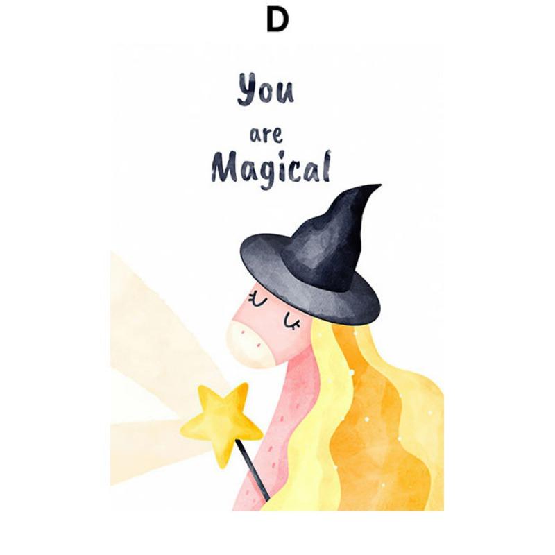 Colorful Unicorn Rainbow Stars Quotes Nursery Wall Art Canvas Painting Nordic Posters And Prints Pictures Baby Kids Room Decor