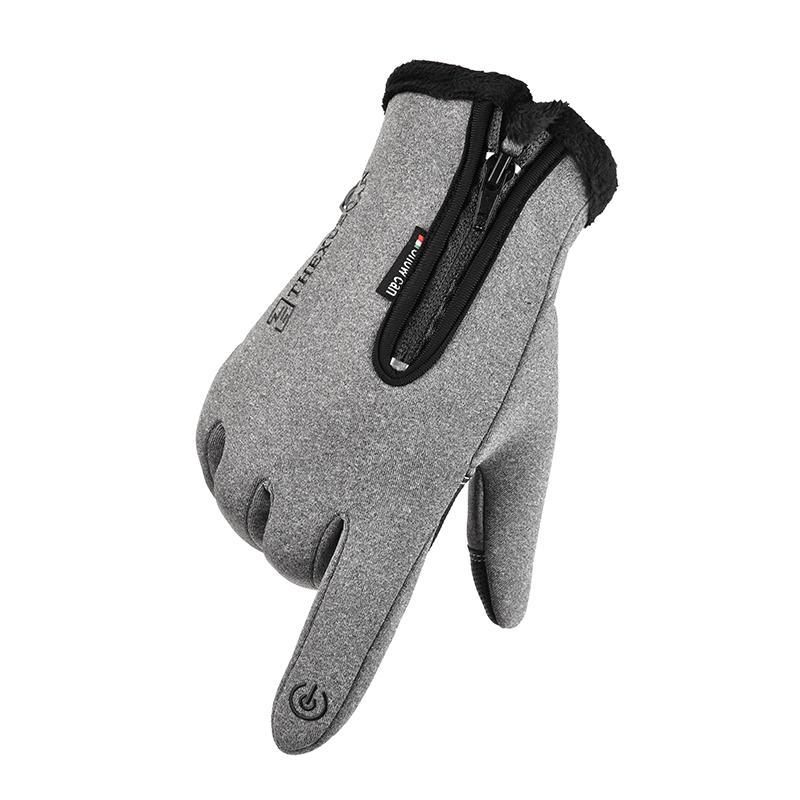 Cycling Gloves for Men Reflective  Waterproof  Zipper Outdoor Warm  Fleece and Thickened Mountaineering Sports Gloves for Women