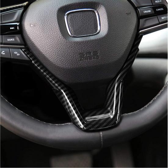 For Honda Accord 10Th Gen 2018     ABS Carbon Fiber Steering Wheel Cover Trim, Fit Sedan LX Sport EX-L Touring Hybrid, 2Pcs