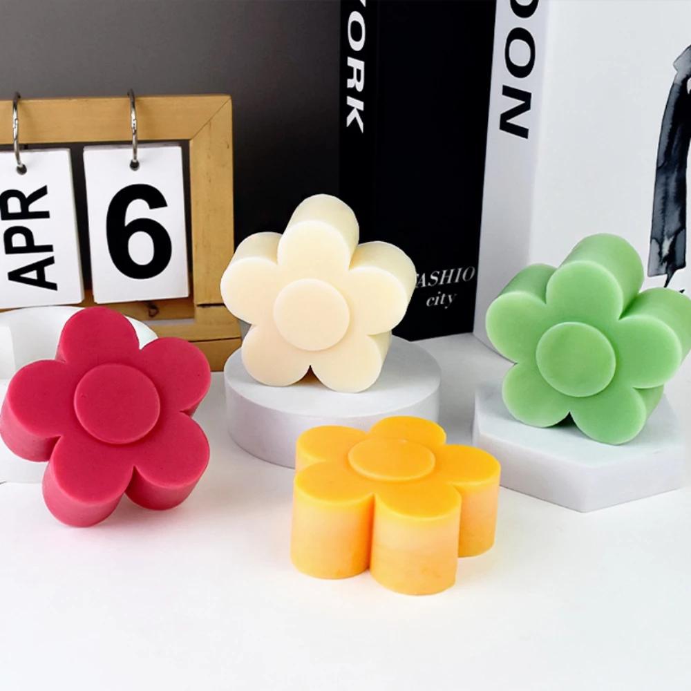 Cartoon Flower Chocolate Silicone Moulds Simple Mousse Biscuit Molds Birthday Cake Decor Plant Candles Soap Valentine's Day Gift