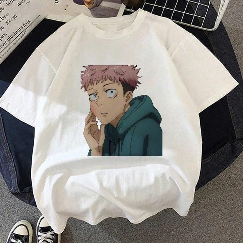 Jujutsu Kaisen T-Shirt Neue japanische Anime Unisex Kawaii Sommer Tops Yuji Itadori Graphic Tees Ulzzang Lose Cartoon Unisex Unisex T-Shirt