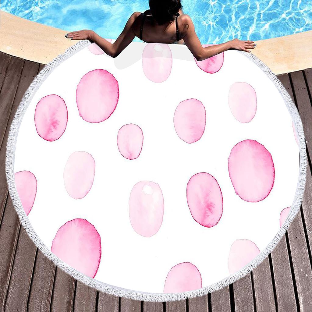 Watercolor Dots Round Beach Towel Abstract Geometric Shawl Beach Blanket Large Lightweight Quick Dry Absorbent Soft Pool Towel