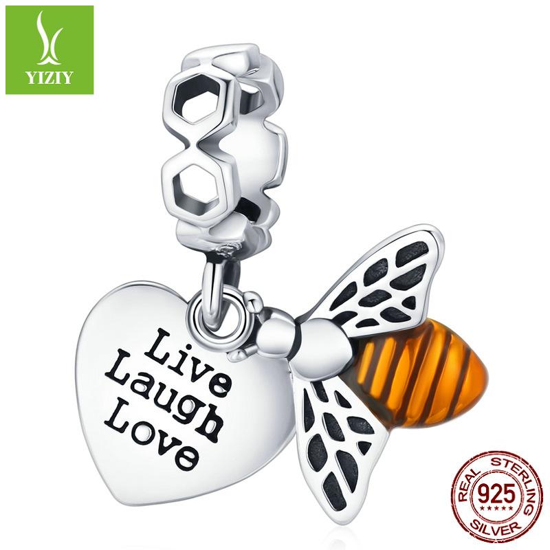 S925 Sterlingsilber Bienenanhänger Zubehör, Nischen-Premium-Insekt DIY Armband Perlen Schmuck