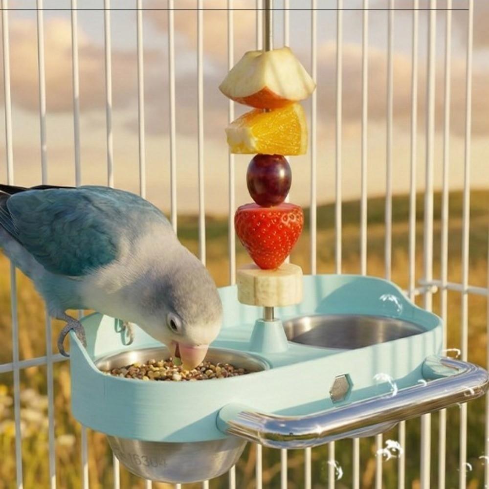 Spritzgeschützter Vogelkäfig-Futterspender Doppelnapf Abnehmbar Papageien-Futterspender Kein Verschütten Großes Fassungsvermögen Vogel-Futterschale für Kleine Mittlere Vögel
