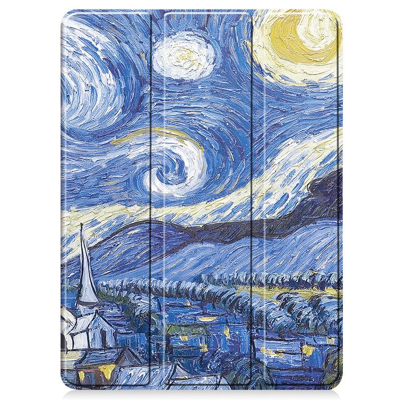 For iPad Pro 2024 Case 11 Inch 5th Gen Tri-fold Leather Painted Stand Smart Case For Funda iPad Pro 11 2024 Case with Pen Holder