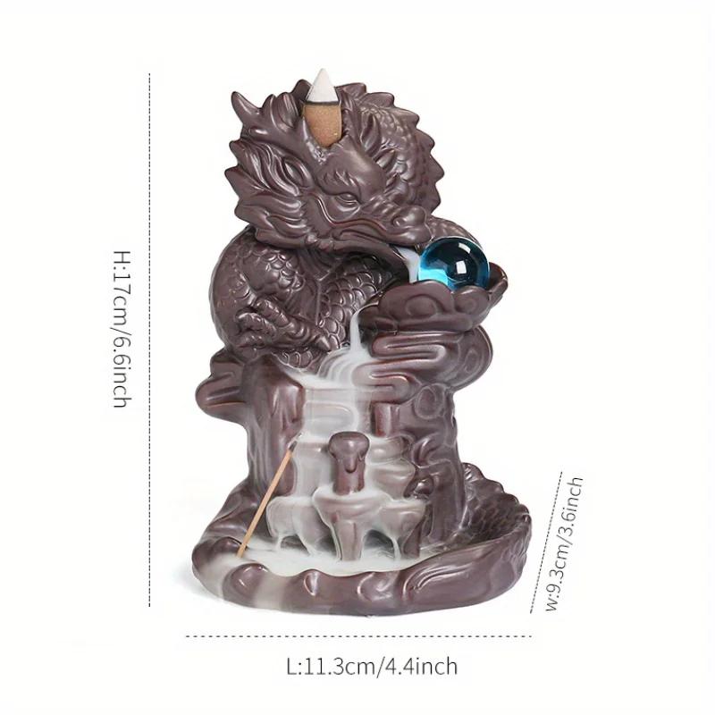 1pc Drachen Glück Feng Shui Ball Keramik Kunsthandwerk Hause Verzieren Rückfluss Weihrauch Brenner Stick Halter Geschenke (Ohne Weihrauch)