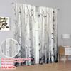 2pcs,2D Plane Printing Curtains&Window Treatment Birch Forest Essence Versatile 100% Polyester (without Rod) Decorations For
