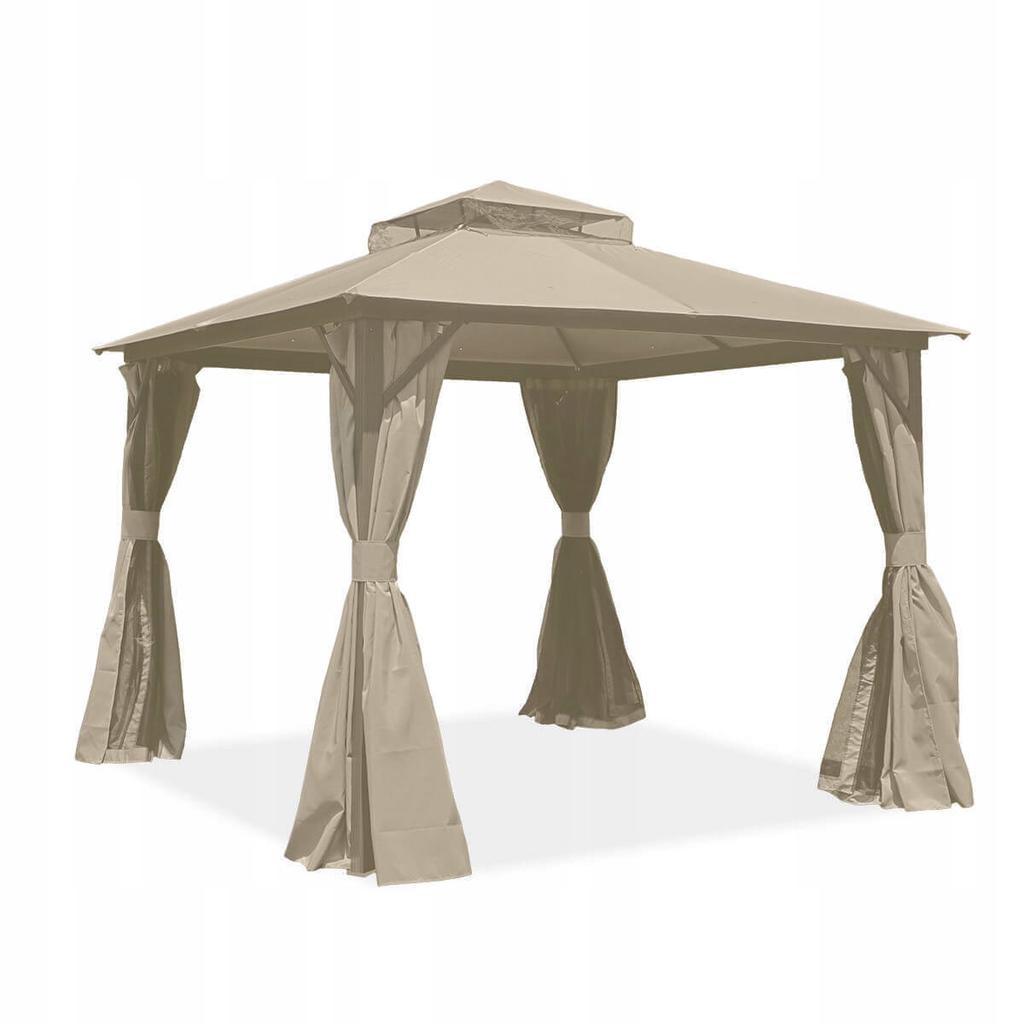 Pavilion Garden Tent Gazebo With Mosquito Net Beige