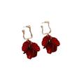 Fashionable Petal Earrings for Women Elegant Red Earrings