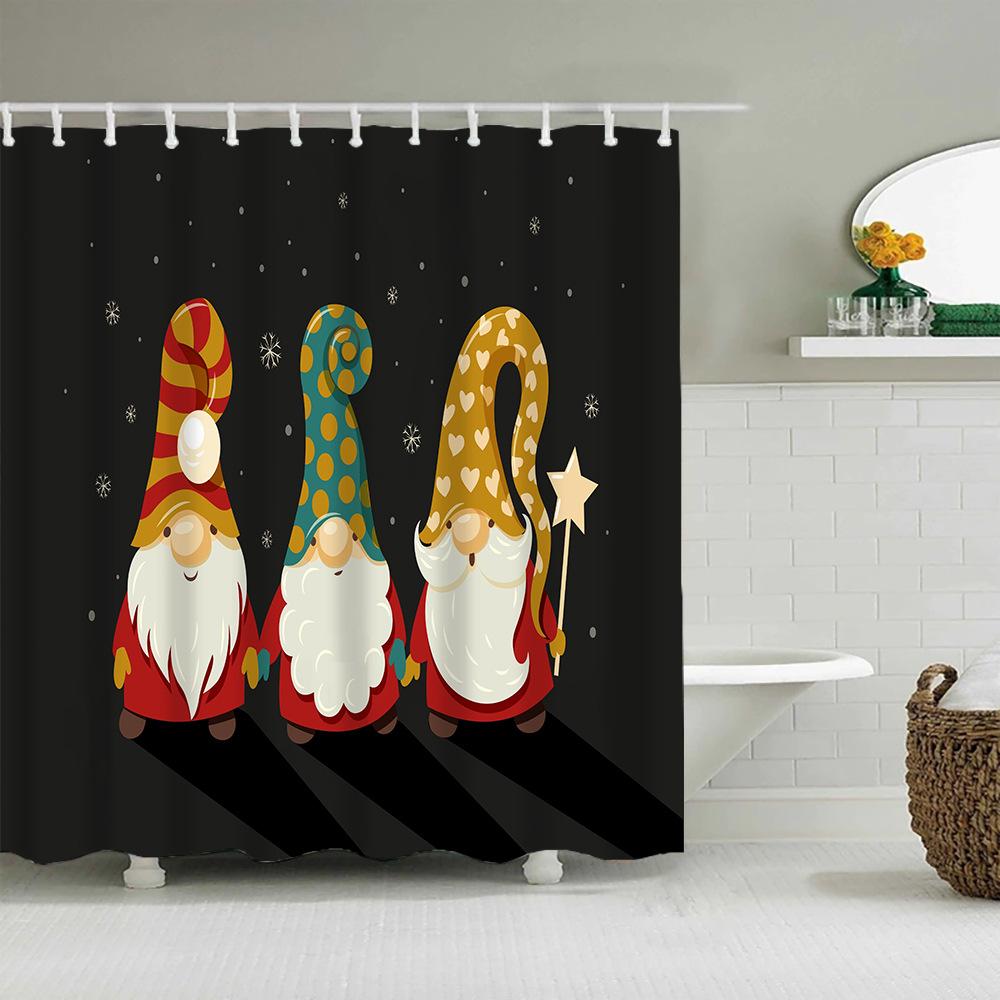 Christmas Decor Shower Curtains 3D Santa Claus Snowman Elk Tree Bathtub Screen for Bathroom Waterproof Polyester Bath Curtain