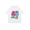 White Oversized T Shirt With Colorful Ice Cream Numbers Six Seven Print For Casual Wear And Street Style