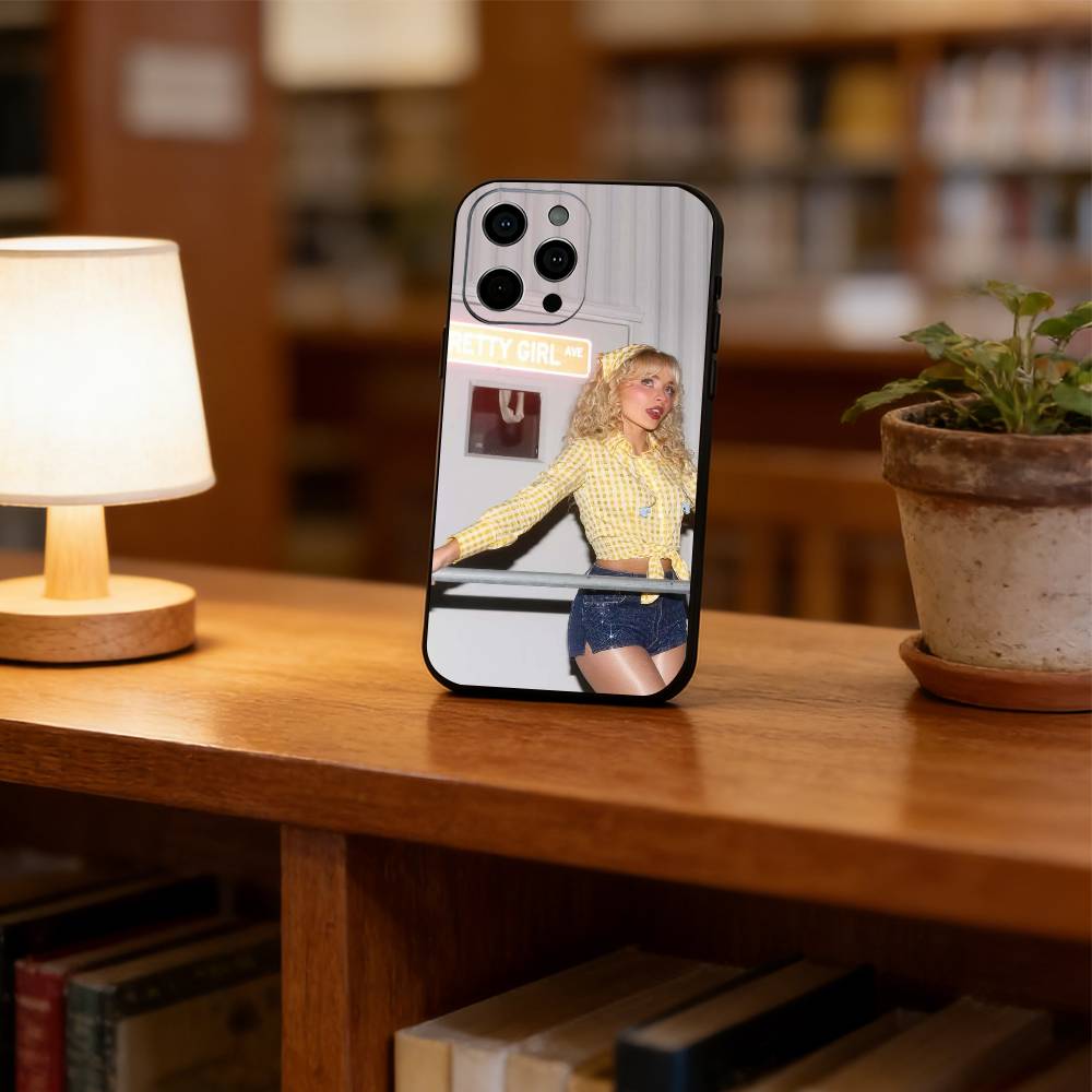 

Pop singer Sabrina Carpenter Phone Case For iPhone 17,16,15,14,13,12,11 Plus,Pro Max,XS,Soft Silicone Black Cover iPhone12Pro