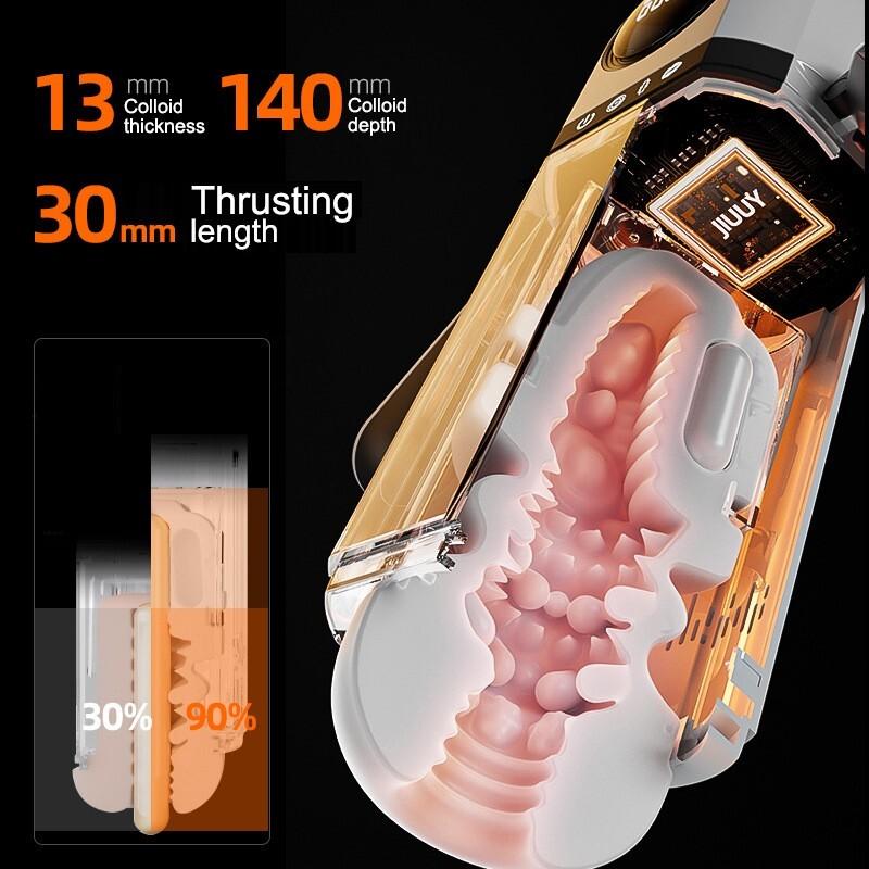 Männlicher Masturbator Becher Stoßender Saugender Vibrator Doppelte Griffe Penis Pumpe Taschentasche App-Steuerung Penis Trainer Sexspielzeug für Männer