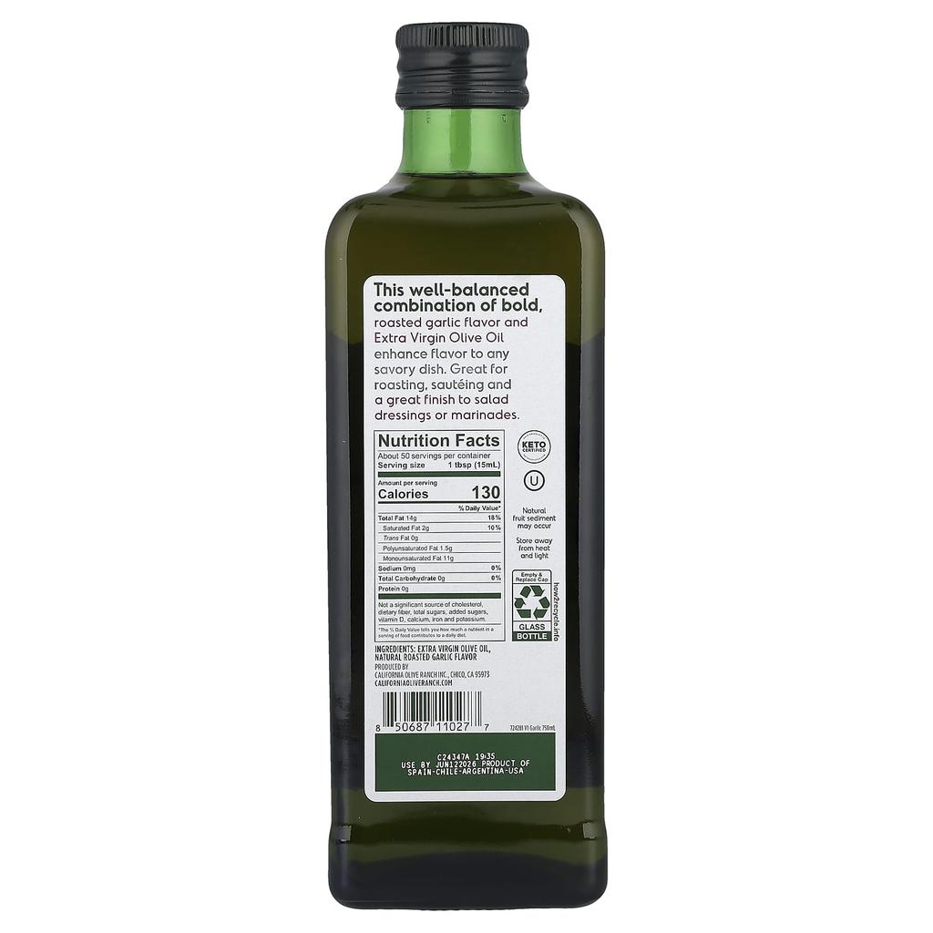 California Olive Ranch, Extra Virgin Olive Oil, Garlic, 750ml (25.4 fl oz)