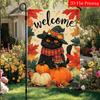 Welcome Autumn Thanksgiving Black Cat Pumpkin Garden Flag 3-28X40 Inch Outdoor Garden Flag Double-Sided Home Decoration Courtyard Decoration Outdoor D