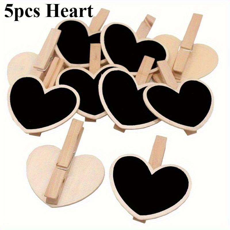 

5pcs Decorative Blackboard Message Clip, Heart Shaped Memo Clip, Heart Shaped Creative Clip Jewelry, For DIY Crafts, Birthday
