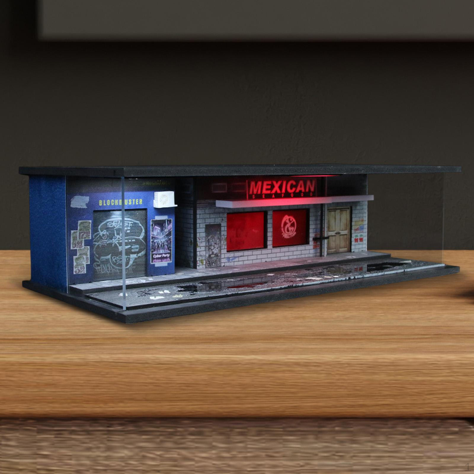 

1/64 Car Garage Model Display Case with Light and Cover Realistic Easy to Use Parking Scene