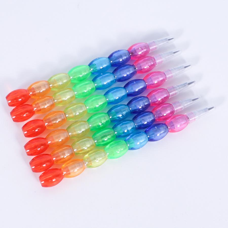 Seven-Color Tanghulu Bullet Head No-Sharpen Pencil: Children s DIY Toy Building Block Pencil