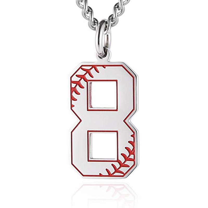 INS trendy stainless steel European and American fashion outdoor digital baseball necklace men's accessories titanium steel pendant