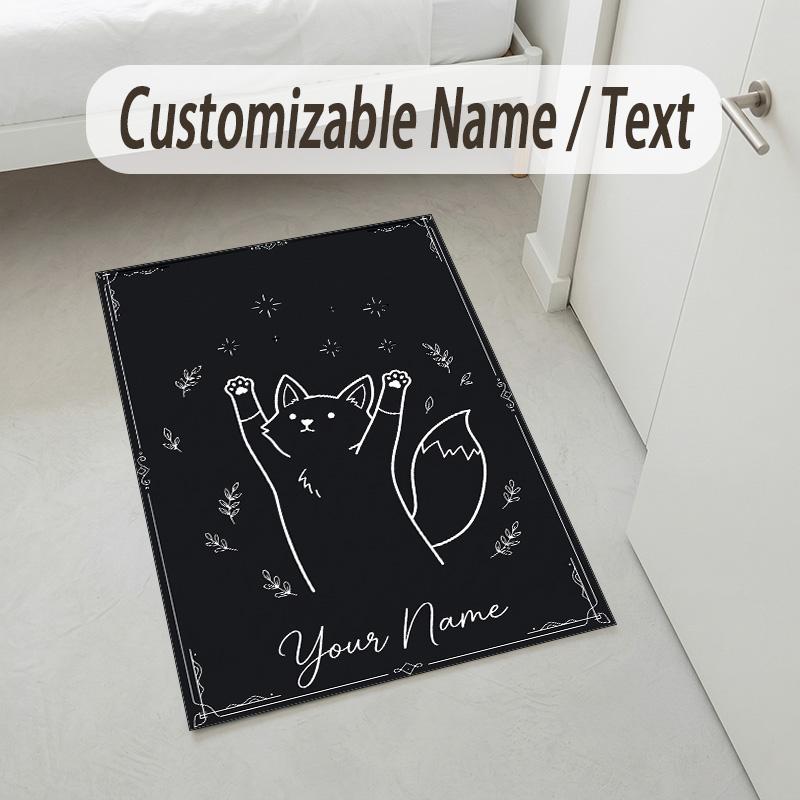 Nighttime Forest Theme Soft Crystal Velvet Rug Custom Name & Text Print Non Slip Floor Rug for Bedroom Living Room