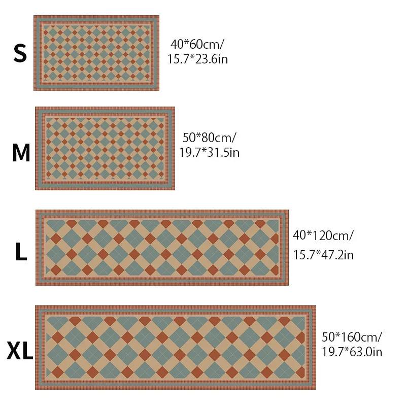 Retro Geometryczny Dywan Kuchenny Antypoślizgowe Maty Podłogowe Dywany w Kratę Wycieraczka Wejściowa Chłonny Długi Dywanik Dywany Obszarowe do Przedpokoju Alfombra