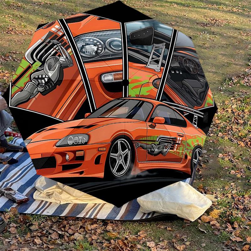 1PC car racing Umbrella-8-Rib Reinforced Portable Folding Travel Suitable for All Seasons Outdoor Daily Use -J0380
