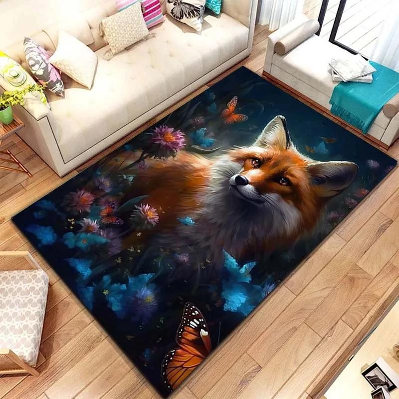 Wildfuchs Muster Druck Große Teppiche Teppich für Zuhause Wohnzimmer Schlafzimmer Sofa Fußmatte Dekoration Rutschfester Boden Pay Mat