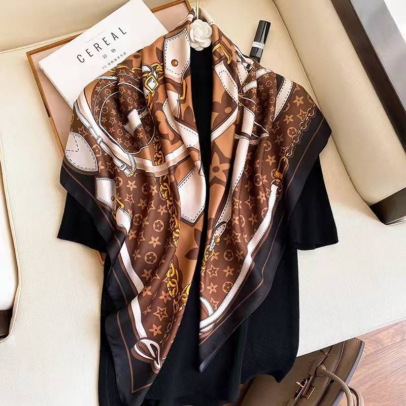 Hangzhou Silk 90 Square Scarves Silk Scarves Women Travel With Shirts Spring And Autumn Versatile Small Shawls