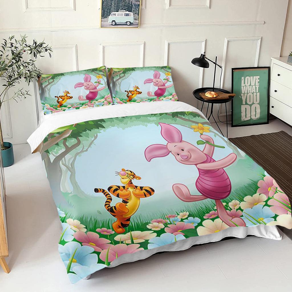 Winnie The Pooh Bear Bedding Set Duvet Cover Queen With Pillowcase 3d Children'S Bedding Set Universal Suitable For Children